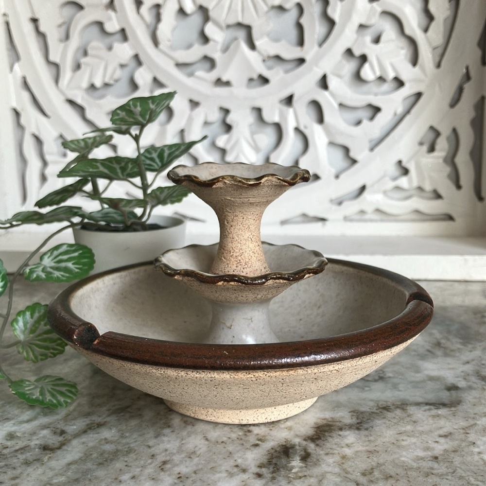 🇺🇸4 For $20 Vintage Stoneware Pottery Ash Tray/Incense Holder/Trinket Dish